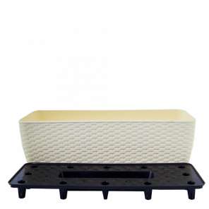 Горщик балконний зі вставкою Ротанг 50см (біла роза), 