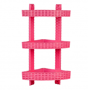 Поличка Ротанг кутова 3-х ярусна (рожева), R-plastic