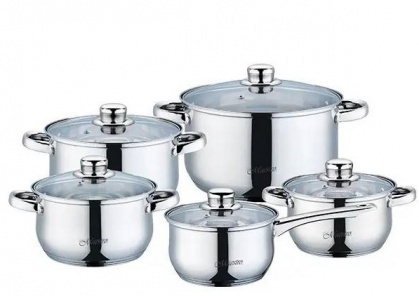 Набір посуду Maestro 2020-10пр.срібло 1.5-2-3-5л-ківш1.5л