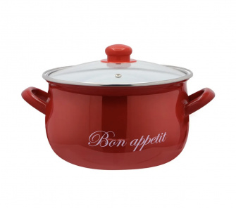Кастрюля глуб.2234 .3.1л d18 Bon appetit.черв.синій