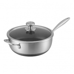 Сковорода Вок нерж.глибока ЕВ-13071, 24х7см\антипригар, з криш.