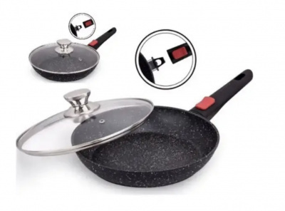 Сковорода ЕВ-14141, 24см тем.мрамор, з криш.